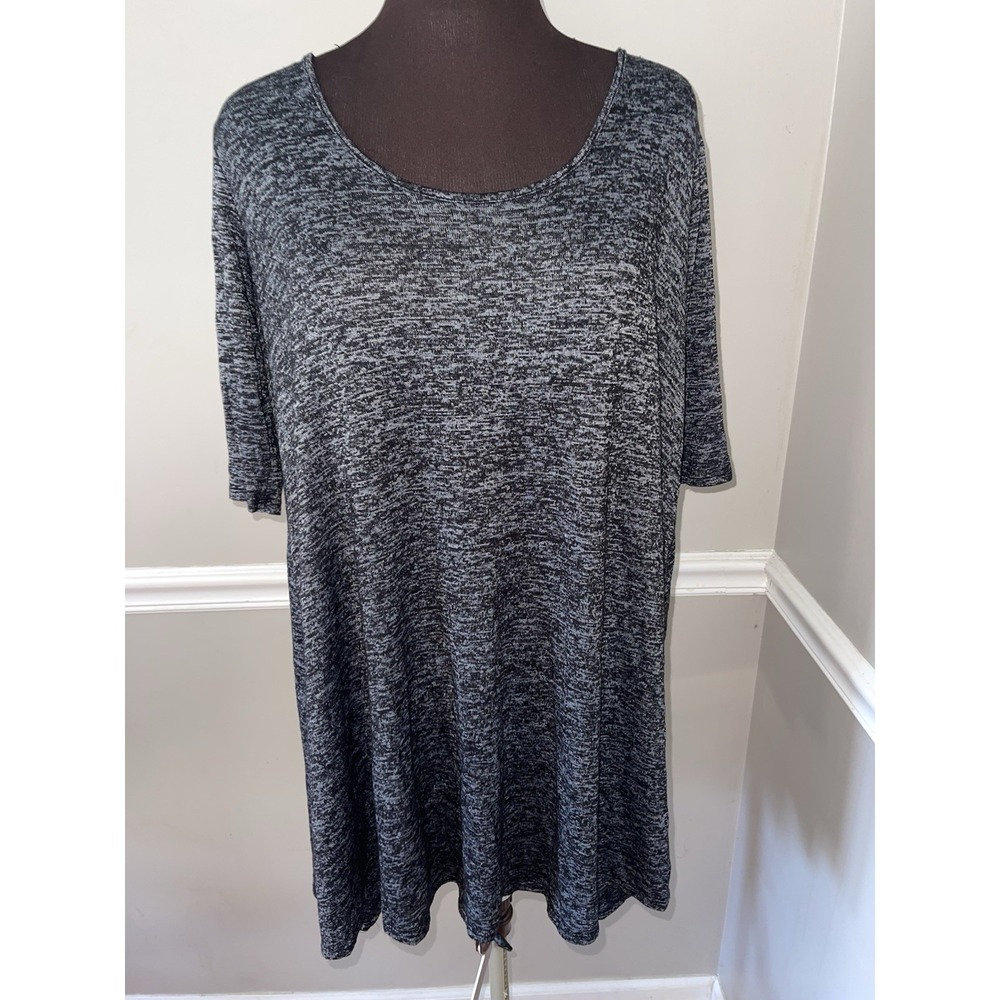 Vibes Sportswear Womens Tunic Shirt Dress Heathered Black Plus Size 1X